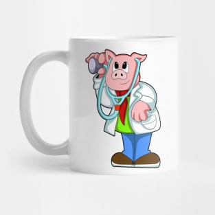 Pig as Doctor with Stethoscope Mug